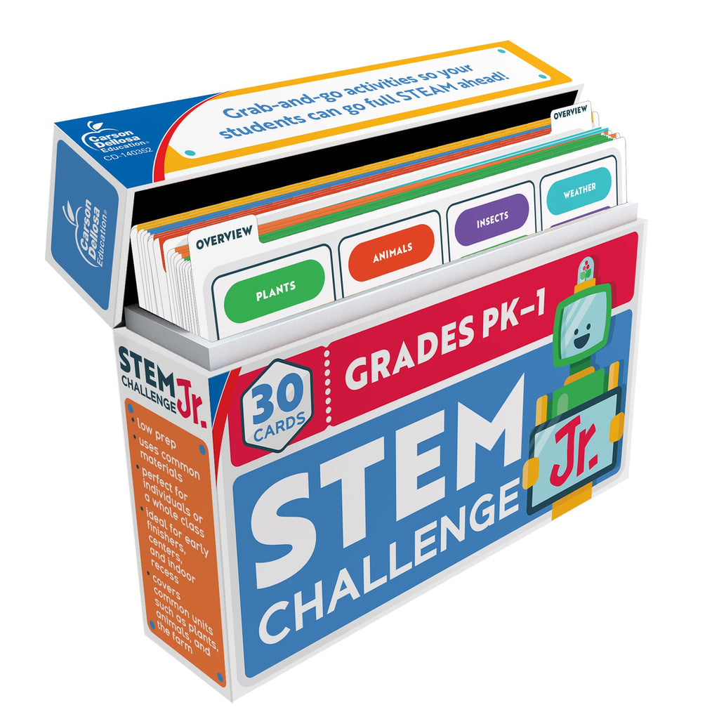 Carson Dellosa STEM Challenges Jr. Learning Cards – 30 Science Activities for Kids Ages 5-7