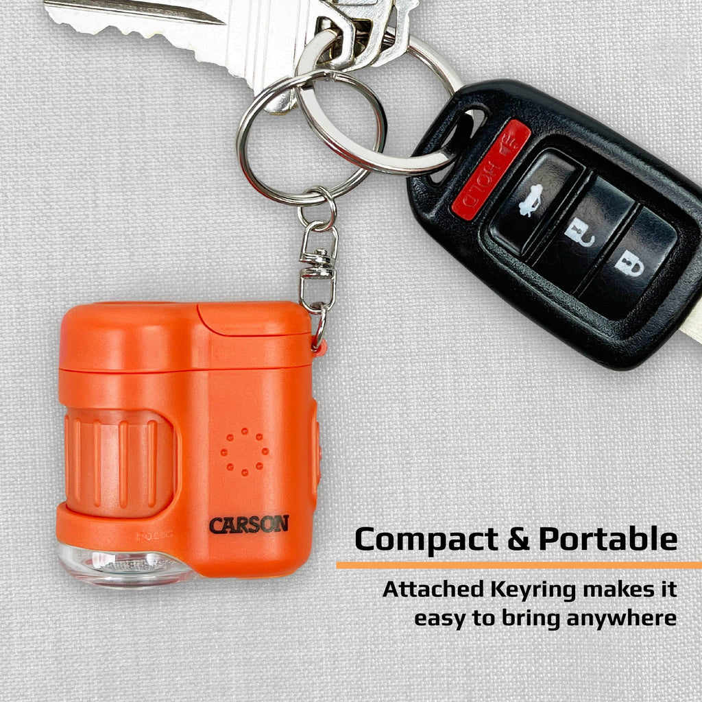 Carson MicroMini 20x Lighted Pocket Microscope with UV & LED Flashlight, Orange (MM-280O)