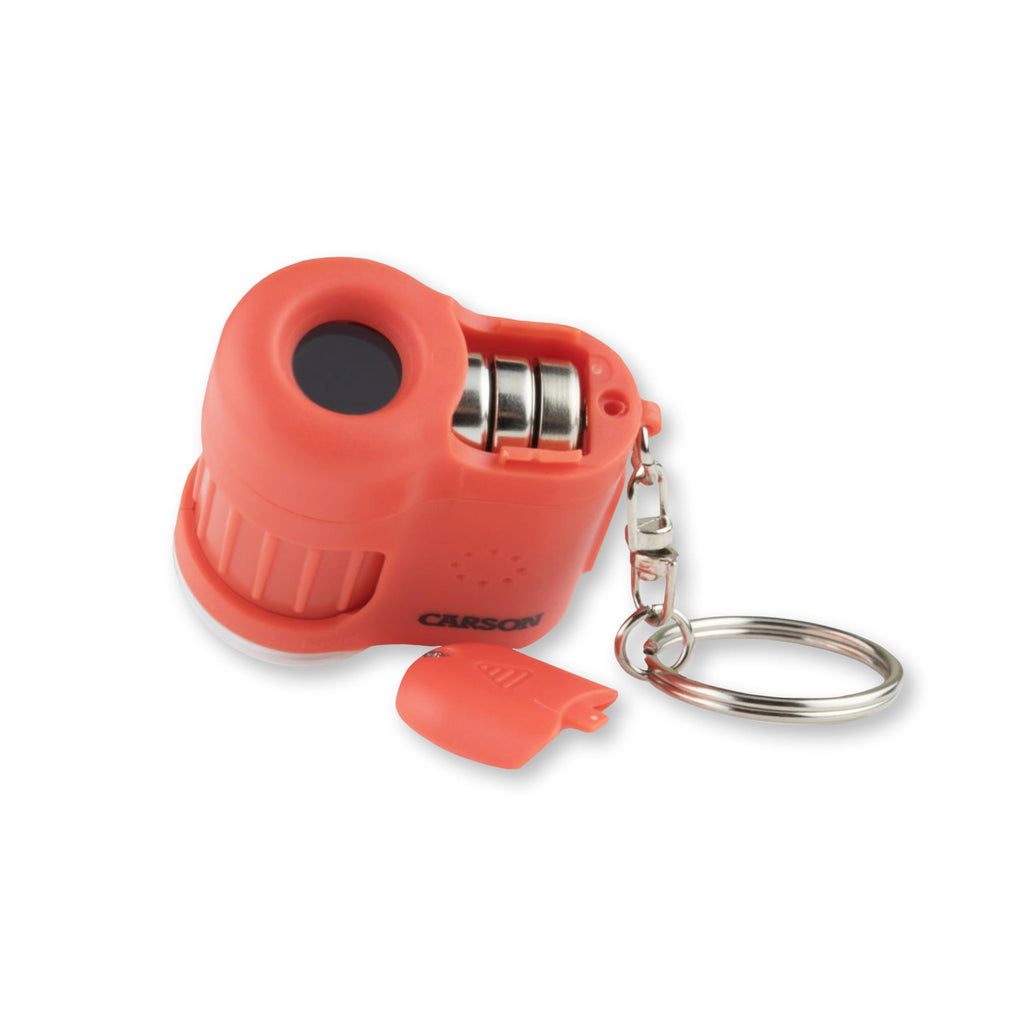 Carson MicroMini 20x Lighted Pocket Microscope with UV & LED Flashlight, Orange (MM-280O)