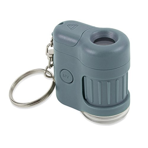 Carson MicroMini 20x Pocket Microscope for Adults – Blue with UV & LED Lights (MM-280B)