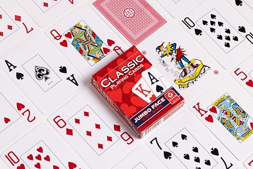 Cartamundi Jumbo Index Playing Cards 12 Pack – Red and Blue Casino Quality Bulk Decks