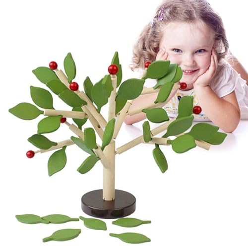 Carykon Wooden Tree Building Blocks - DIY Assembling Puzzle Toy for Ages 3+ (Green)