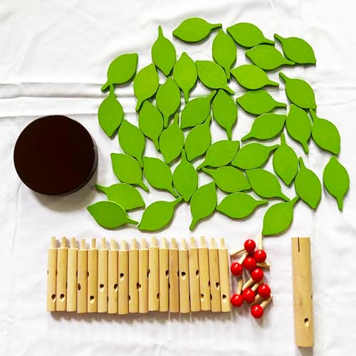 Carykon Wooden Tree Building Blocks - DIY Assembling Puzzle Toy for Ages 3+ (Green)