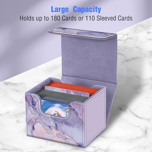 CaseBot Magnetic Card Deck Box - Lilac Marble - Holds 180+ Cards for MTG, Yugioh, TCG