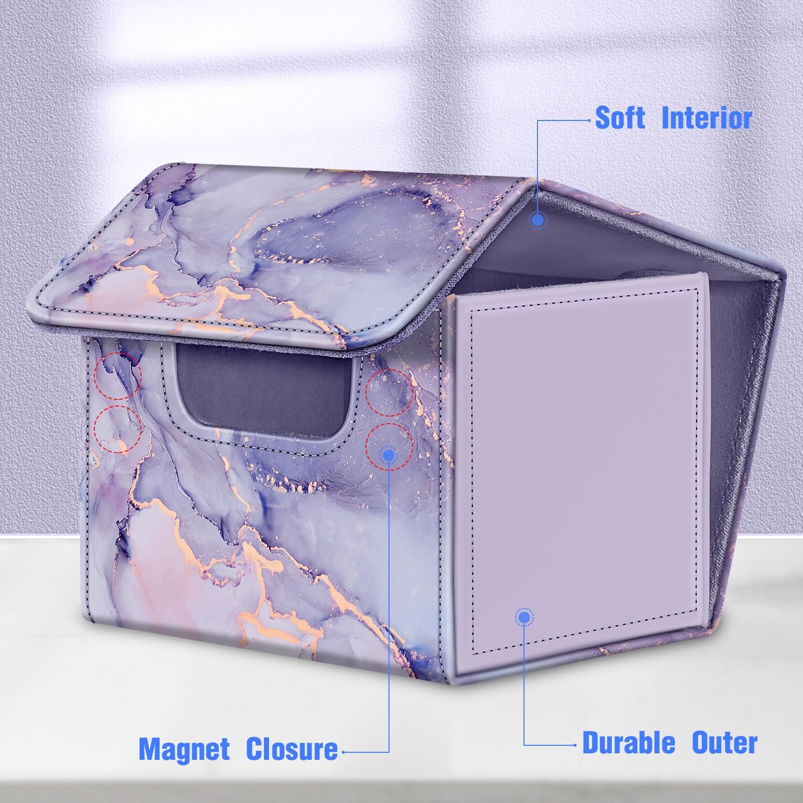 CaseBot Magnetic Card Deck Box - Lilac Marble - Holds 180+ Cards for MTG, Yugioh, TCG
