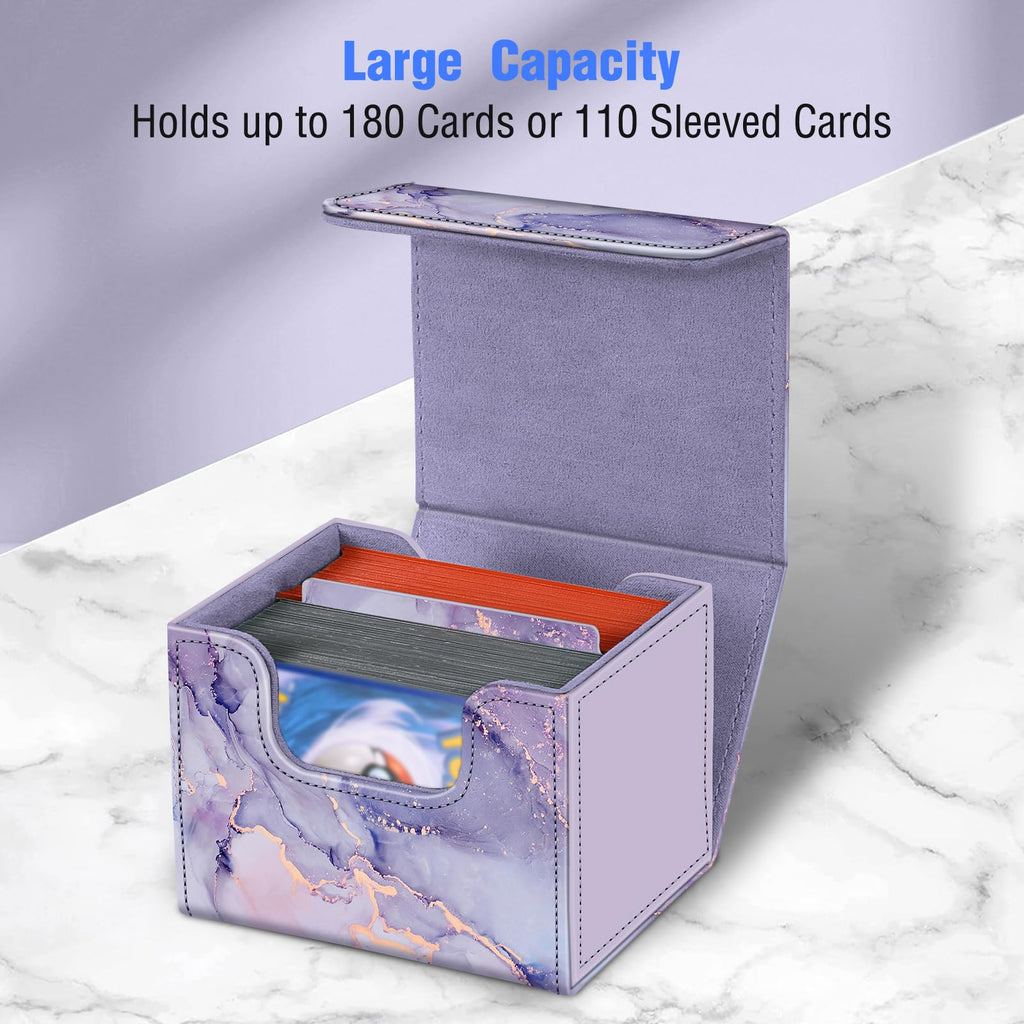 CaseBot Magnetic Card Deck Box - Lilac Marble - Holds 180+ Cards for MTG, Yugioh, TCG