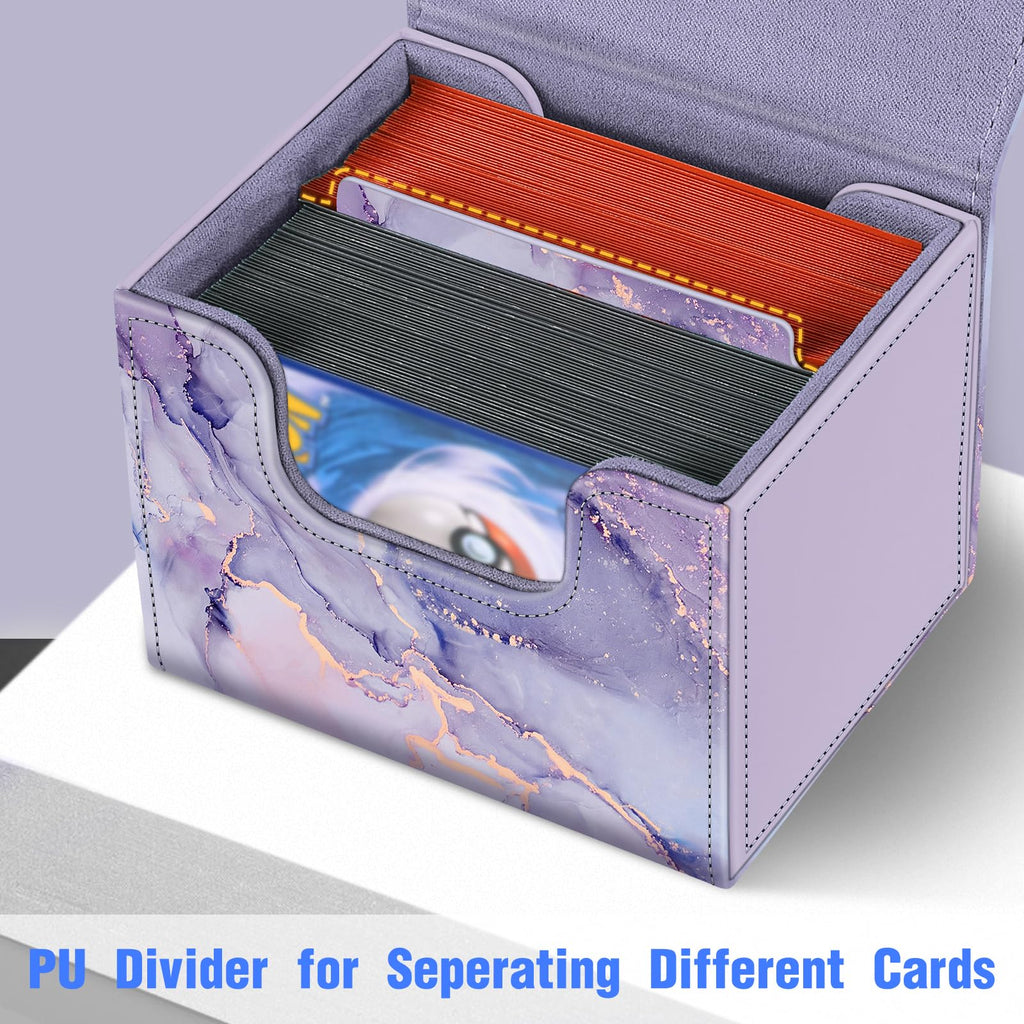 CaseBot Magnetic Card Deck Box - Lilac Marble - Holds 180+ Cards for MTG, Yugioh, TCG