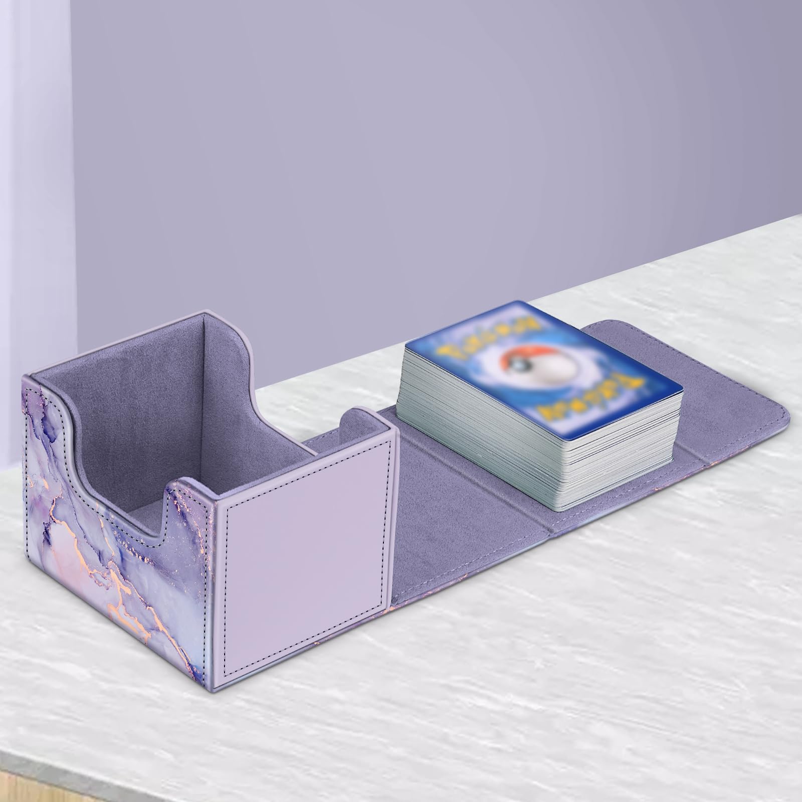 CaseBot Magnetic Card Deck Box - Lilac Marble - Holds 180+ Cards for MTG, Yugioh, TCG