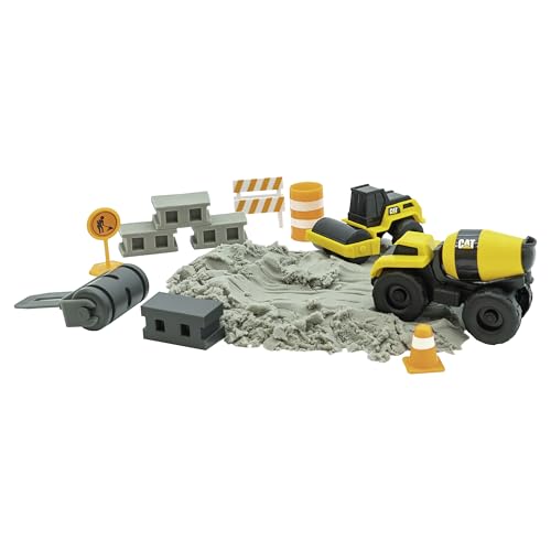 CAT Dig N' Build Concrete Playset – 2 Vehicles, 10 oz Moldable Compound, for Ages 3+