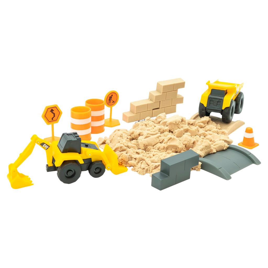 CAT Dig N' Build Dirt Playset with 10 oz Compound and 2 Vehicles for Kids Ages 3+