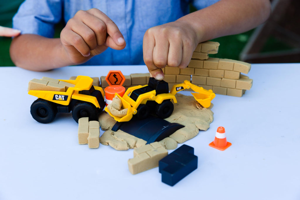 CAT Dig N' Build Dirt Playset with 10 oz Compound and 2 Vehicles for Kids Ages 3+