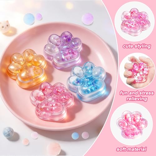 Cat Paw Squishy Toys 4-Pack: Ultra-Soft Kawaii Stress Relief Fidgets for Kids & Adults, Sensory Play for Anxiety & ADHD