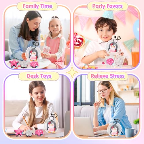 CatchCute 5-Pack Fidget Squeeze Toys - Penguin, Starfish, Seashell, Flower, Butterfly - Soft Sensory Stress Relief Set
