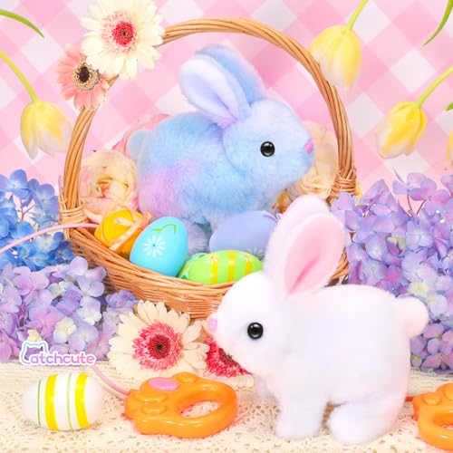 CatchCute Easter Hopping Plush Bunny Interactive Toy for Kids with Remote Control Leash