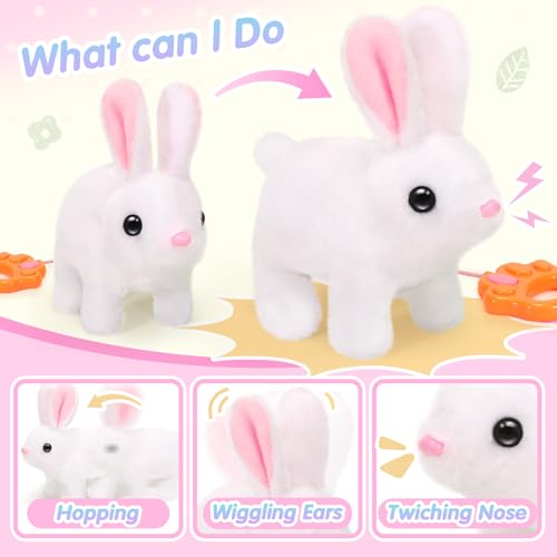 CatchCute Easter Hopping Plush Bunny Interactive Toy for Kids with Remote Control Leash