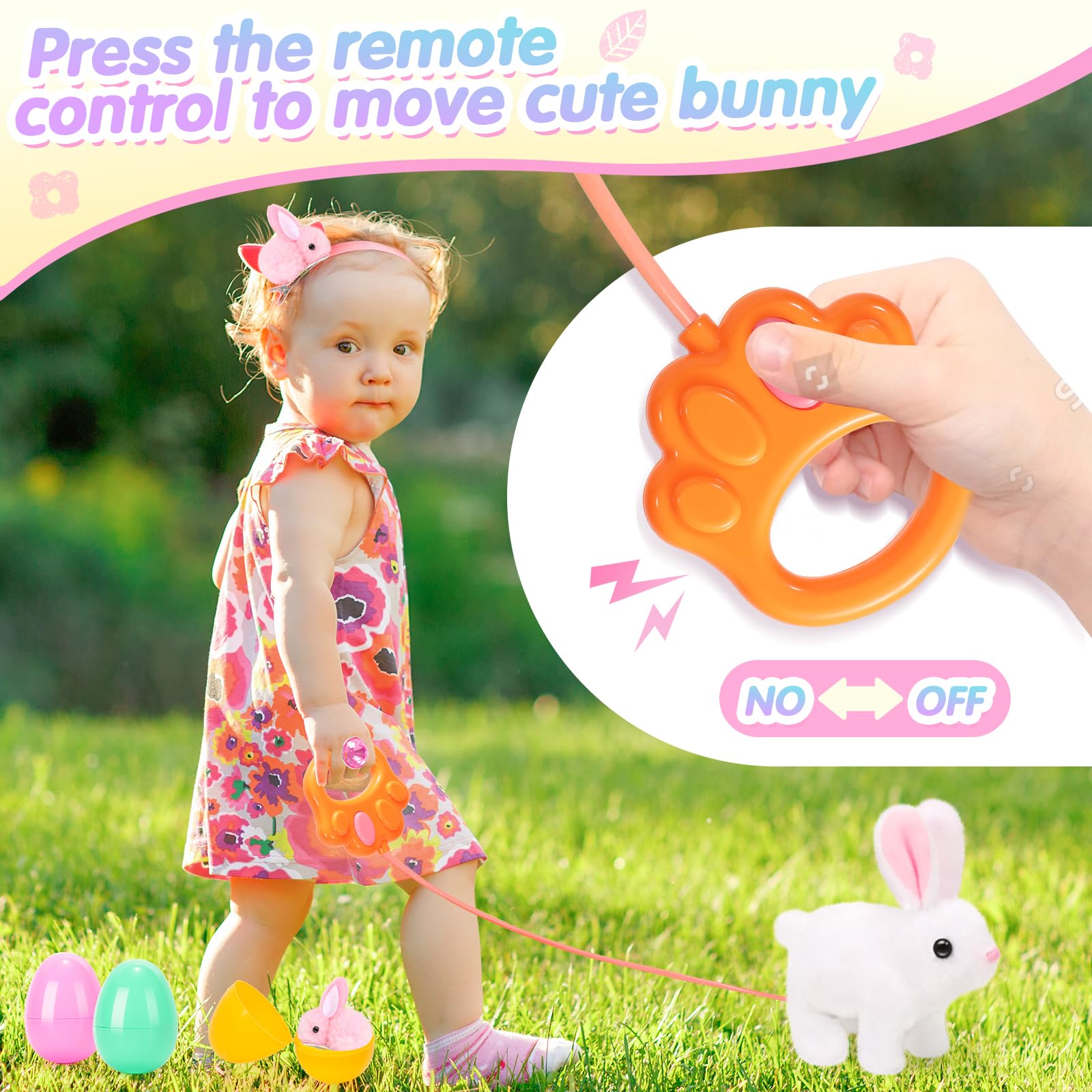 CatchCute Easter Hopping Plush Bunny Interactive Toy for Kids with Remote Control Leash