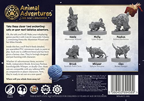 Cats and Catacombs Volume 1 Miniatures: 6 Cat Adventurers for 5E RPGs - Steamforged Games