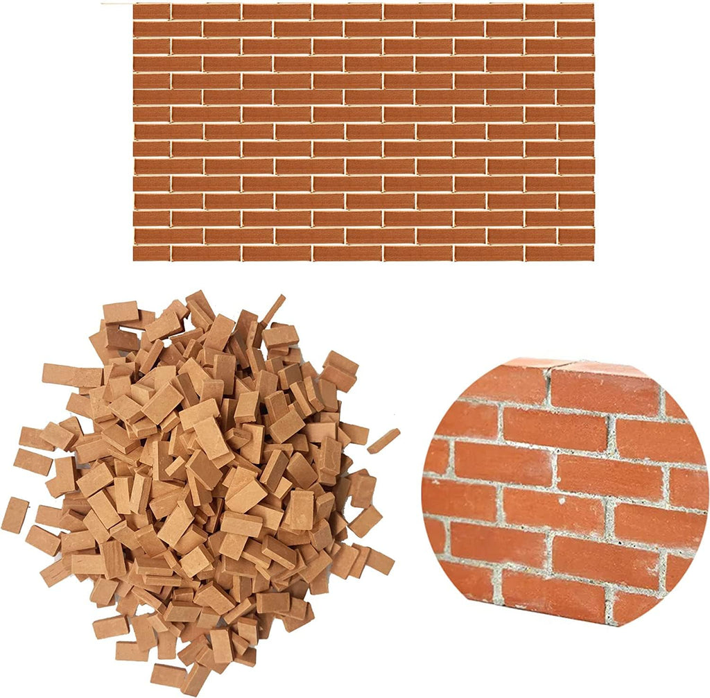 Cayway 420-Piece Mini Red Bricks for Dollhouse Diorama Landscaping Pottery Clay 11x6x2.5mm