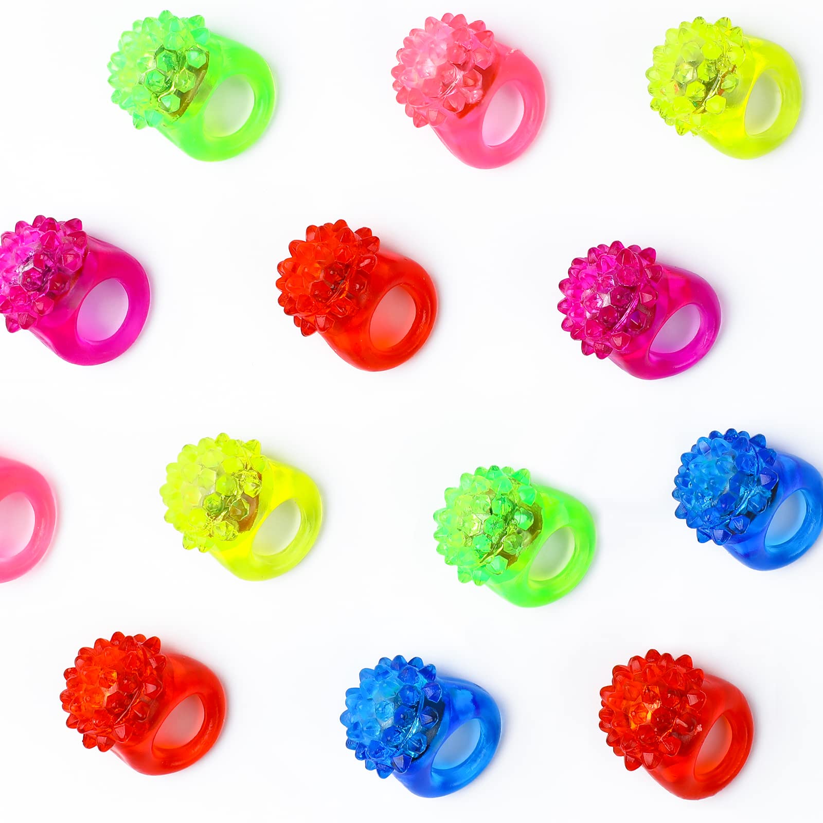 CCINEE 28-Pack Light Up Rings: Flashing LED Bumpy Jelly Rings for Party Favors and Prizes