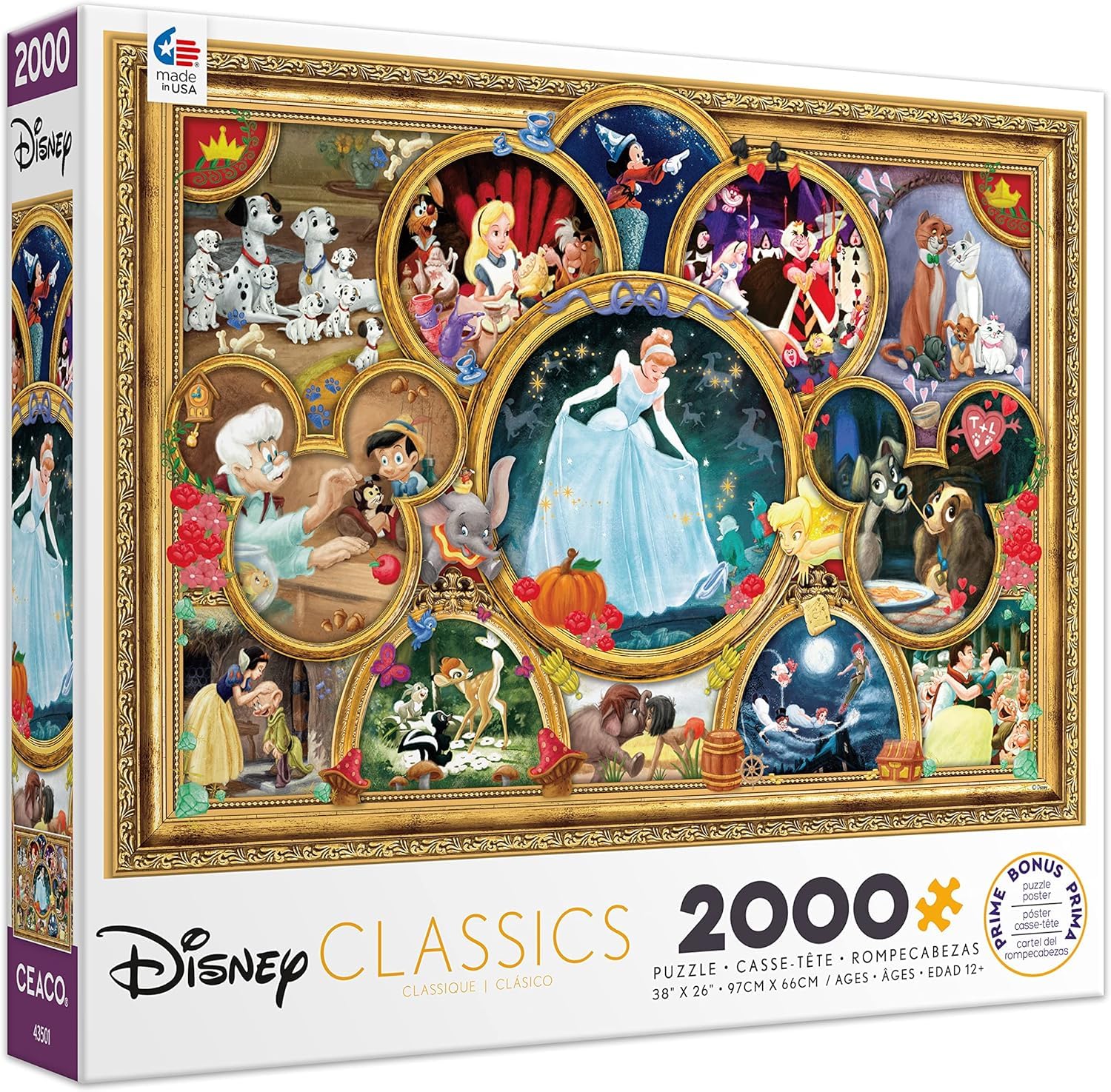Ceaco Disney Classics 2000 Piece Jigsaw Puzzle – 38" x 26" Finished Size