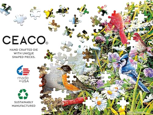 Ceaco Garden Birds 500 Piece Puzzle – 24x18 Inches, Includes Full-Color Poster