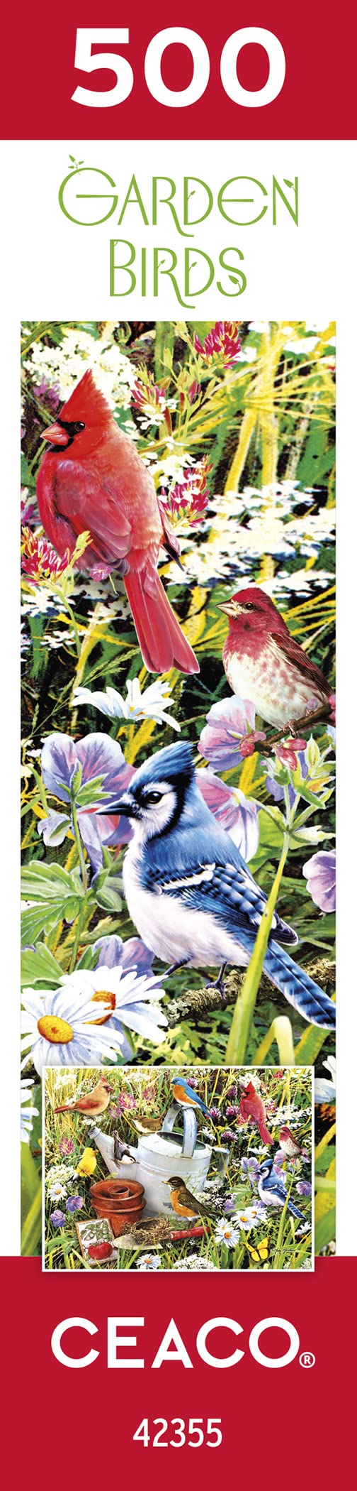 Ceaco Garden Birds 500 Piece Puzzle – 24x18 Inches, Includes Full-Color Poster