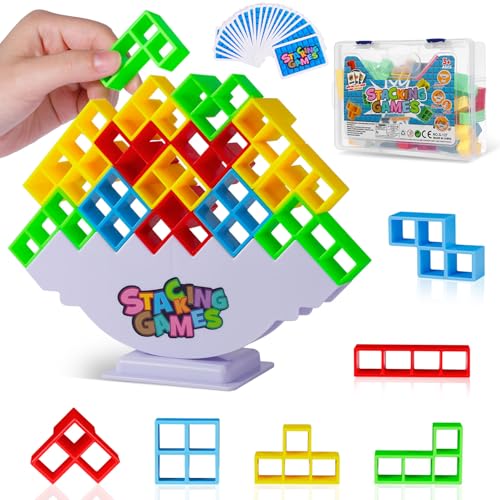 CERBONNY Tetra Tower Stacking Blocks – 48-Piece Balance Game for Kids & Adults, Family Fun