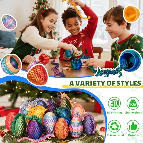 Cessfle 12-Inch Prefilled Easter Egg with Articulated 3D Printed Dragon – Crystal Texture, Eco-Friendly PLA, Easter Basket Surprise for Kids & Adults