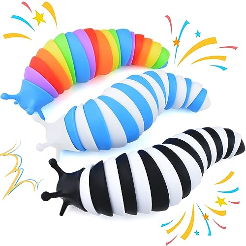 Cevioce 3-Pack Fidget Slug Toy – Cute 3D Articulated Sensory Toy for Stress Relief and Hand Exercise, Safe Plastic, for Kids and Adults