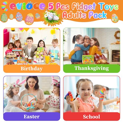 Cevioce 5-Piece Fidget Toy Pack for Stress Relief – Gyro, Slug, Magnetic Rings, Sensory Tube & Squishy Ball
