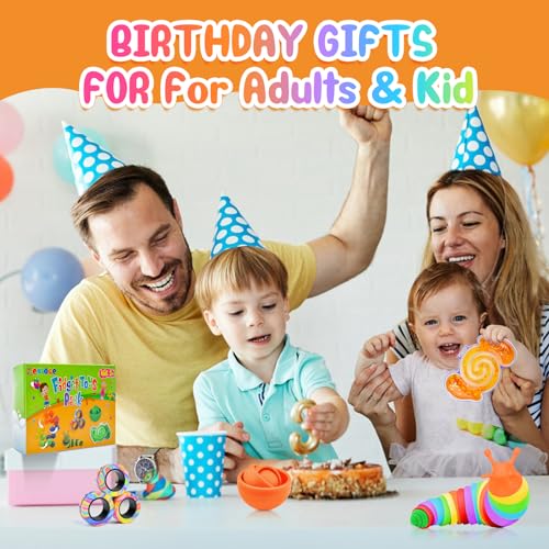 Cevioce 5-Piece Fidget Toy Pack for Stress Relief – Gyro, Slug, Magnetic Rings, Sensory Tube & Squishy Ball