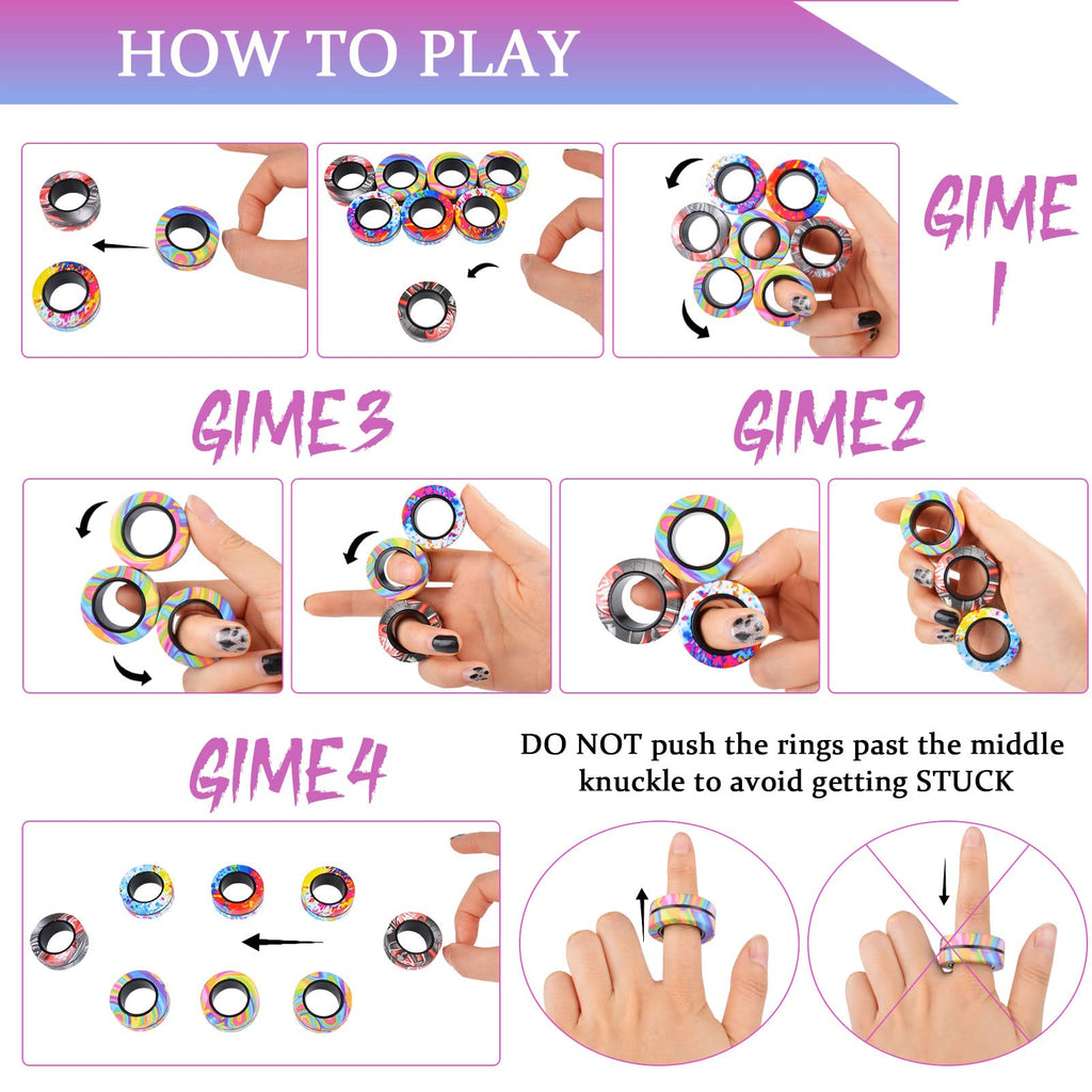 Cevioce 9-Piece Magnetic Fidget Rings Set – Stress Relief Toys for Kids & Adults with ADHD or Anxiety