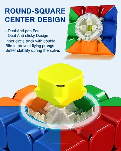 CFMOUR Magnetic Speed Cube 3x3 – 48 Magnets, MoYu RS3M Stickerless, Adjustable Tension, Brain Teaser Puzzle with Stand