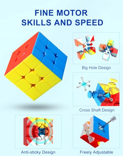 CFMOUR Speed Cube Set: 2x2, 3x3, and Pyramid – Stickerless ABS Puzzles for All Ages