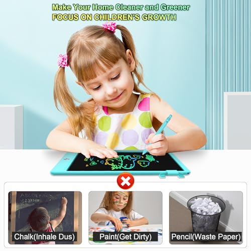 CHAFEGY 10.5 Inch LCD Writing Tablet for Kids - Colorful Doodle Board, Erasable Drawing Pad, Gift for Ages 3-8 (Blue)