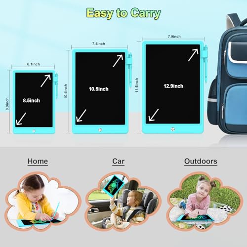 CHAFEGY 10.5 Inch LCD Writing Tablet for Kids - Colorful Doodle Board, Erasable Drawing Pad, Gift for Ages 3-8 (Blue)