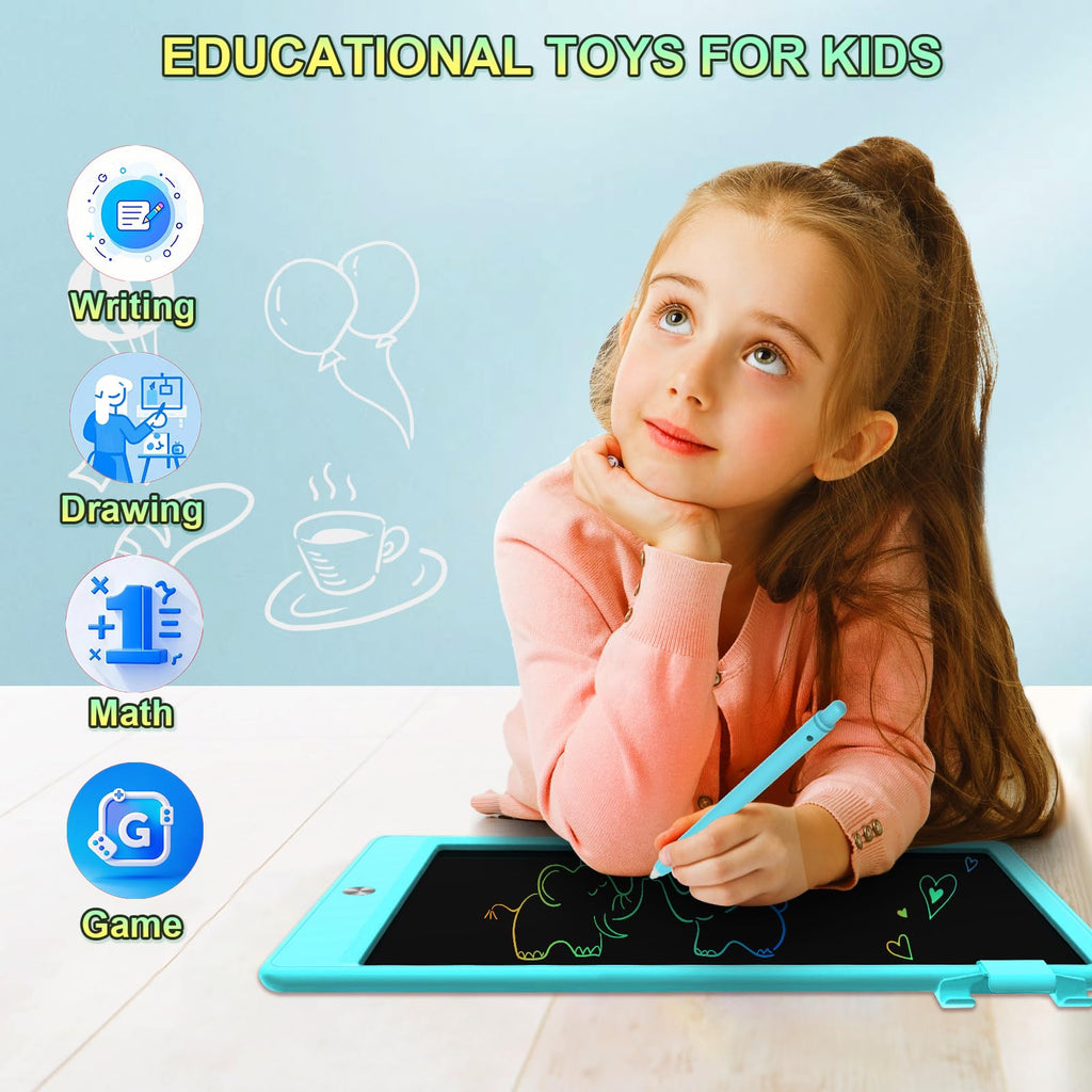 CHAFEGY 10.5 Inch LCD Writing Tablet for Kids - Colorful Doodle Board, Erasable Drawing Pad, Gift for Ages 3-8 (Blue)