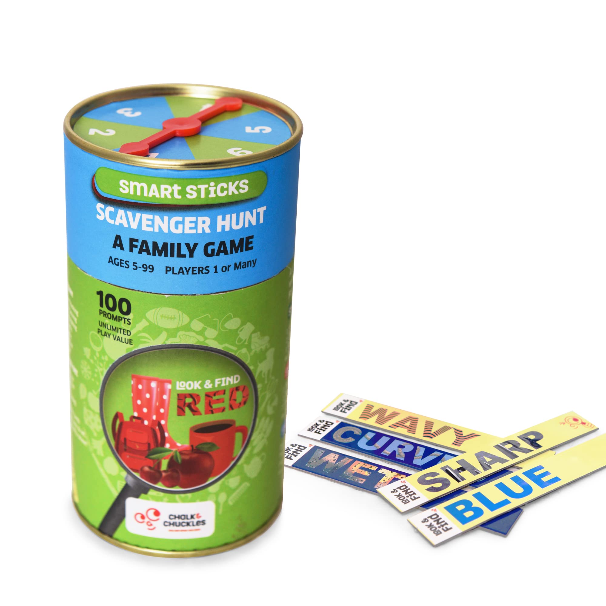 Chalk & Chuckles Smart Sticks Scavenger Hunt Game – 50 Sticks, 100 Prompts, Indoor & Outdoor Fun for Ages 4-12