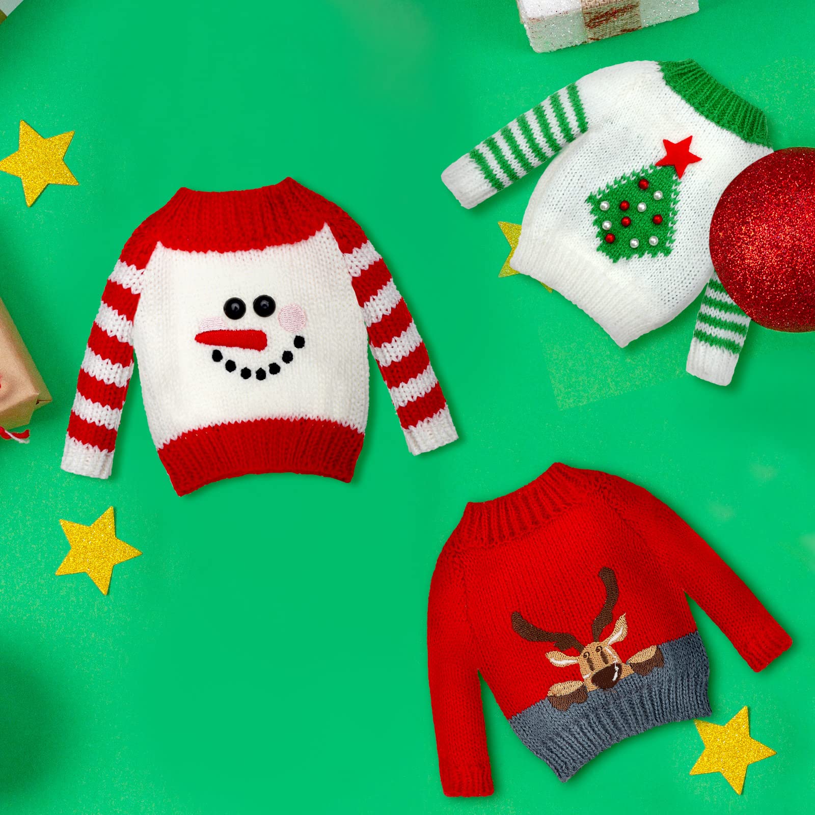 Chalyna 6-Piece Christmas Doll Sweater Set – Handmade Fabric Outfits for 11-12 Inch Dolls