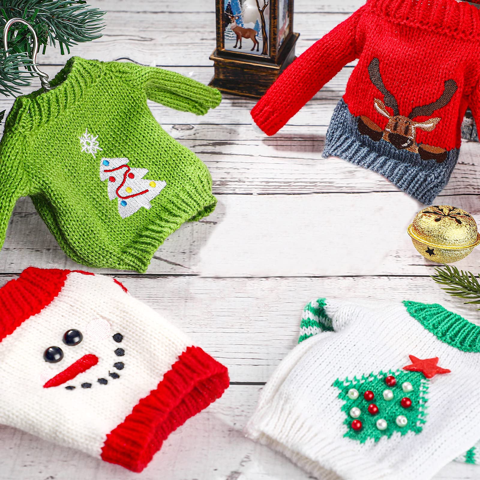 Chalyna 6-Piece Christmas Doll Sweater Set – Handmade Fabric Outfits for 11-12 Inch Dolls