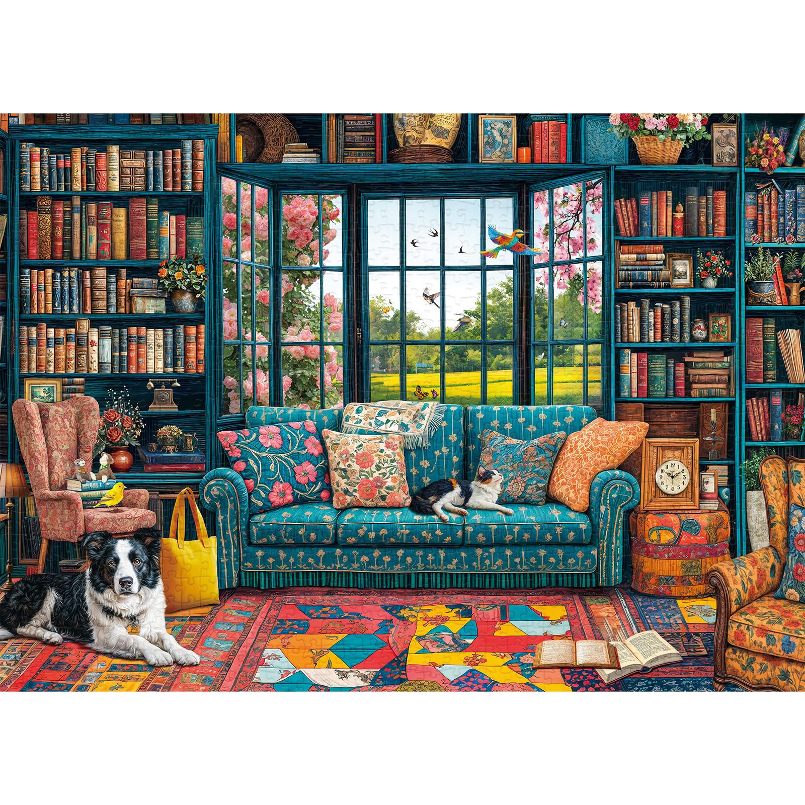 Chalzidar 1000-Piece Cozy Study Jigsaw Puzzle – 27.5x19.7 Inches with 1:1 HD Poster, Perfect Interlocking, No Dust, Stress Relief, Gift for Adults