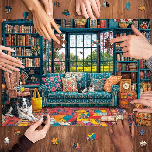 Chalzidar 1000-Piece Cozy Study Jigsaw Puzzle – 27.5x19.7 Inches with 1:1 HD Poster, Perfect Interlocking, No Dust, Stress Relief, Gift for Adults