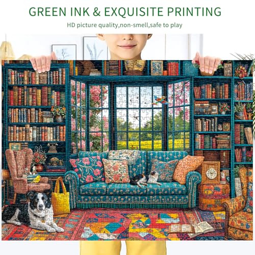 Chalzidar 1000-Piece Cozy Study Jigsaw Puzzle – 27.5x19.7 Inches with 1:1 HD Poster, Perfect Interlocking, No Dust, Stress Relief, Gift for Adults