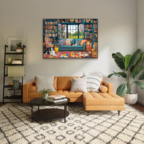 Chalzidar 1000-Piece Cozy Study Jigsaw Puzzle – 27.5x19.7 Inches with 1:1 HD Poster, Perfect Interlocking, No Dust, Stress Relief, Gift for Adults