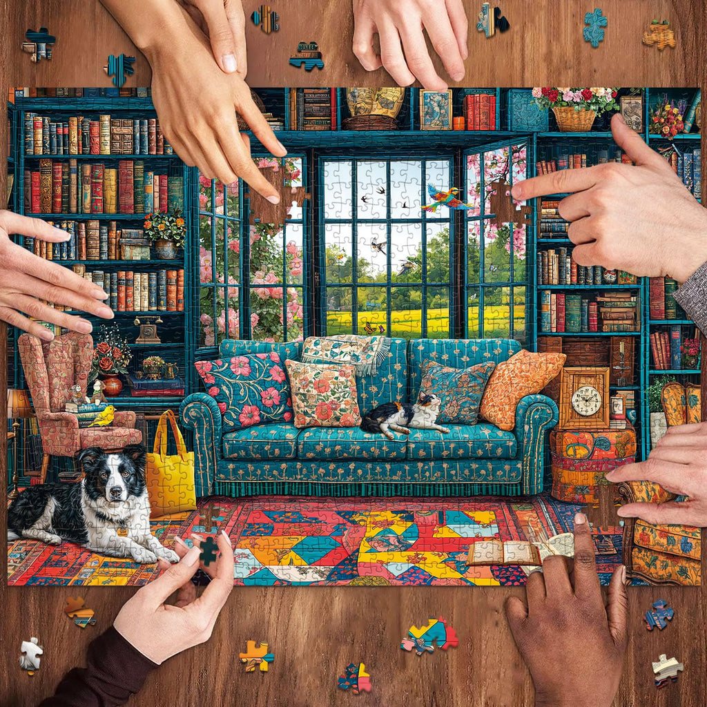 Chalzidar 1000-Piece Cozy Study Jigsaw Puzzle – 27.5x19.7 Inches with 1:1 HD Poster, Perfect Interlocking, No Dust, Stress Relief, Gift for Adults
