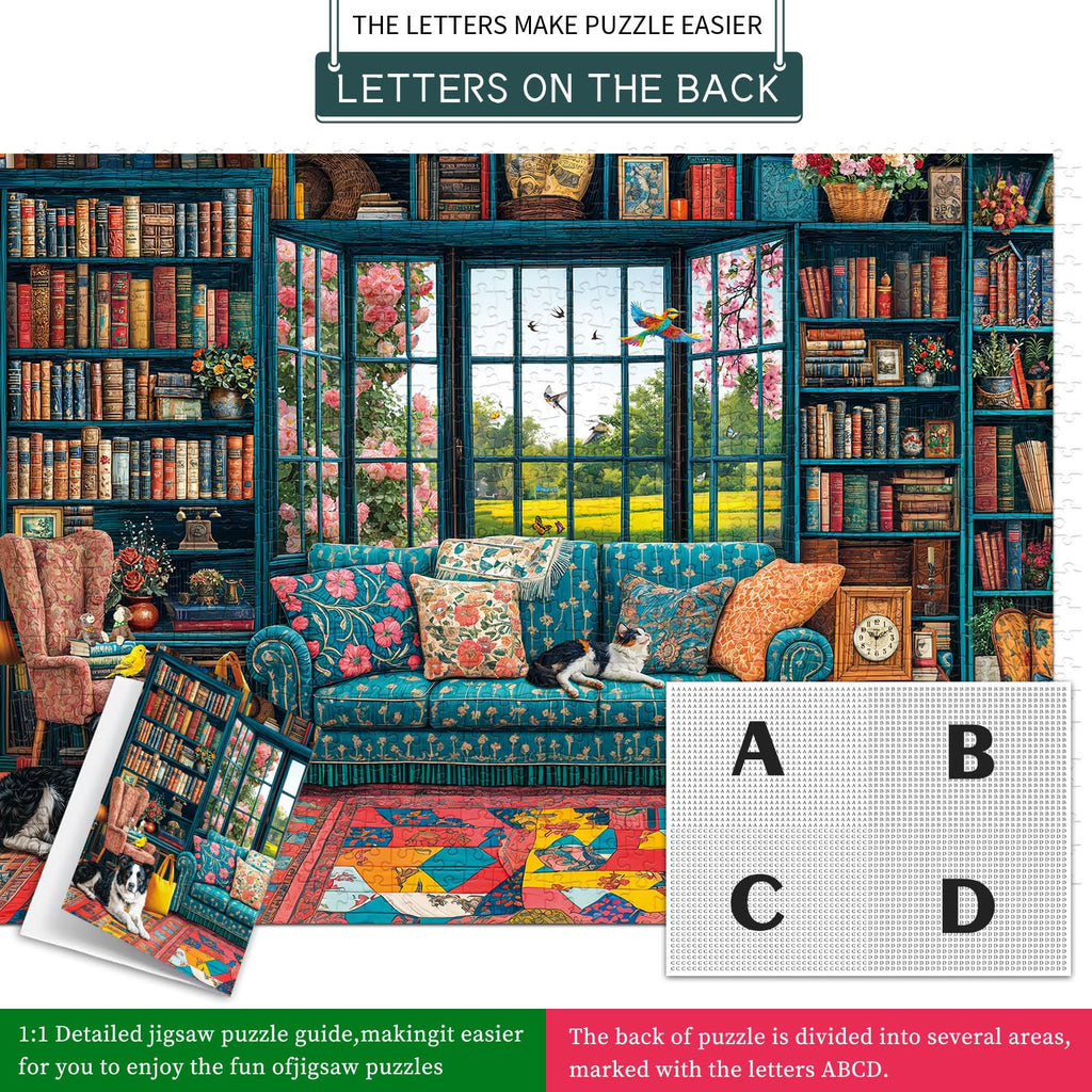 Chalzidar 1000-Piece Cozy Study Jigsaw Puzzle – 27.5x19.7 Inches with 1:1 HD Poster, Perfect Interlocking, No Dust, Stress Relief, Gift for Adults
