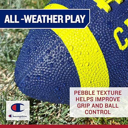 Champion Blitz All-Weather Rubber Football – Includes Pump, Multiple Sizes for Youth & Adults
