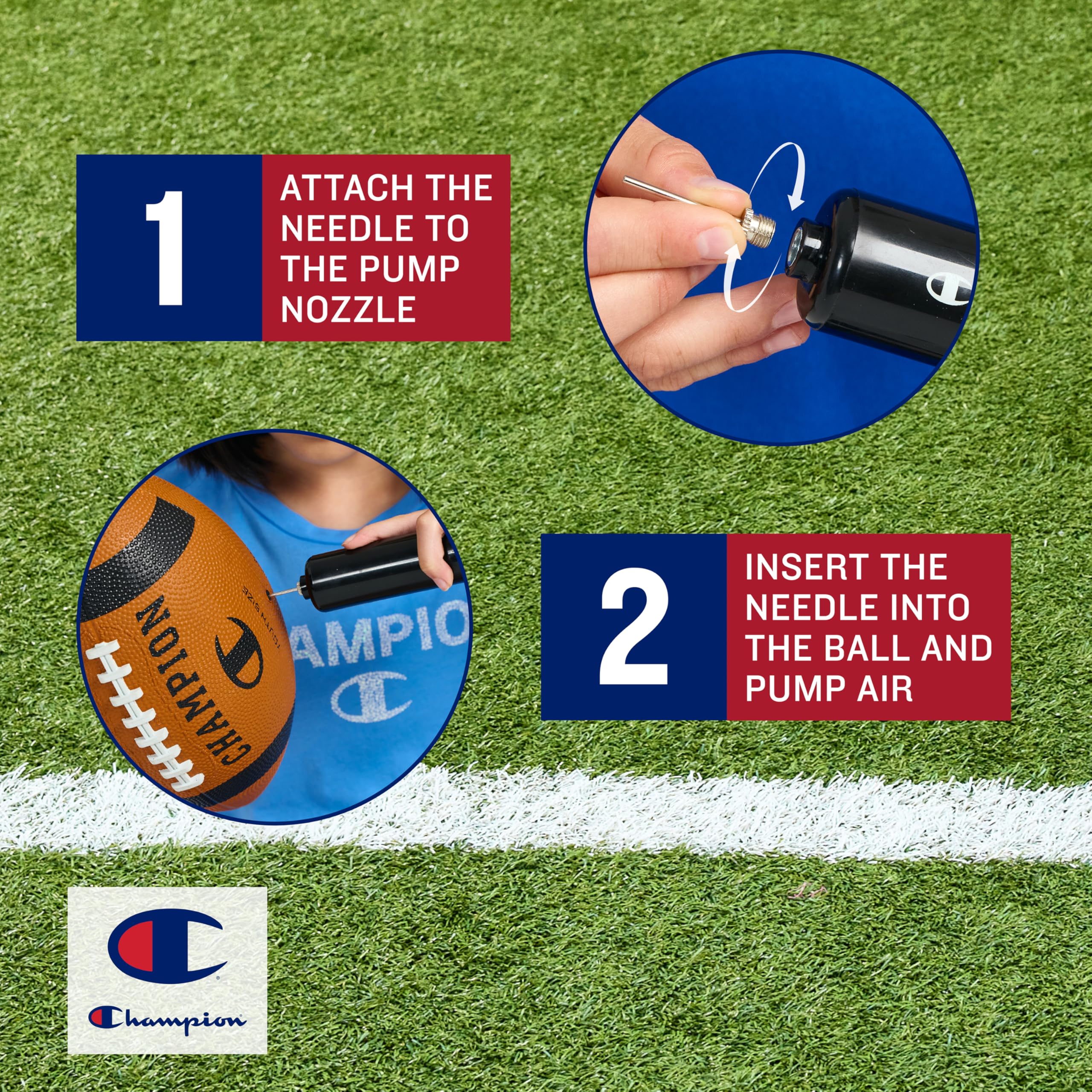 Champion Blitz All-Weather Rubber Football – Includes Pump, Multiple Sizes for Youth & Adults