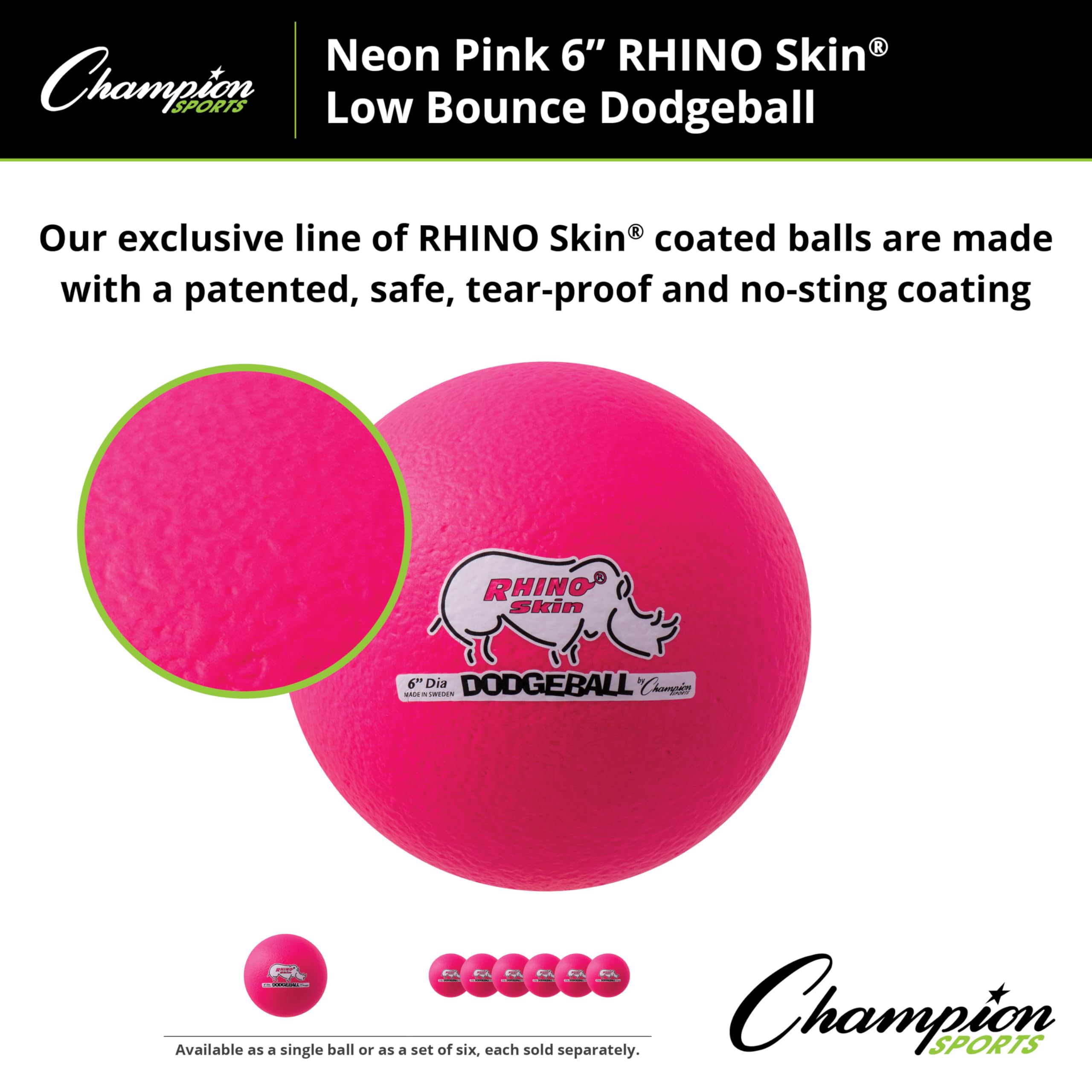Champion Sports Rhino Skin Low Bounce Dodgeball – Soft Foam, Tear-Resistant, for All Ages