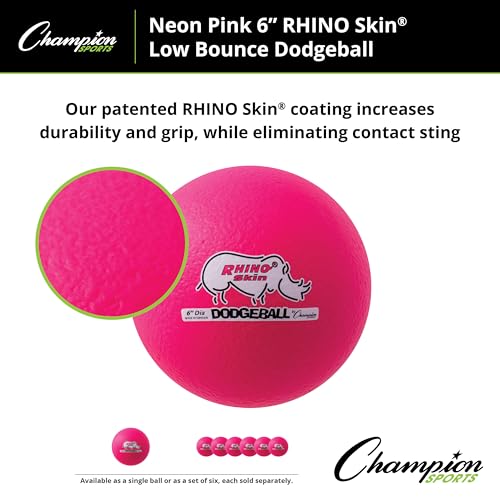 Champion Sports Rhino Skin Low Bounce Dodgeball – Soft Foam, Tear-Resistant, for All Ages